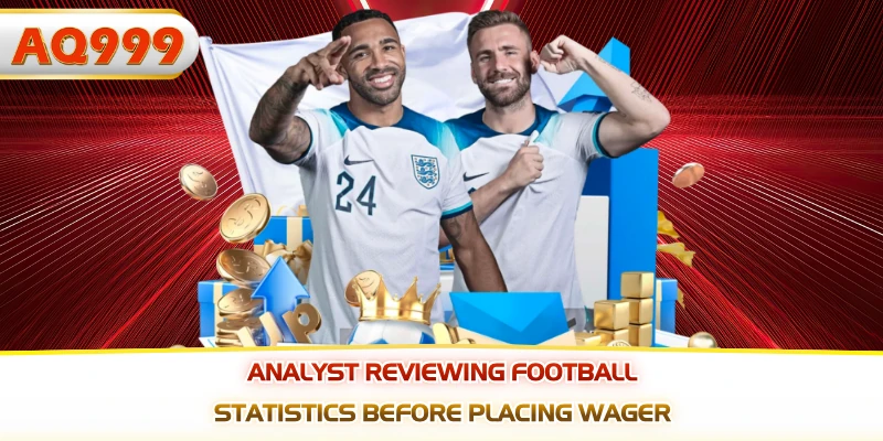 Analyst reviewing football statistics before placing wager