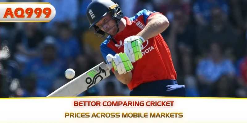 Bettor comparing cricket prices across mobile markets