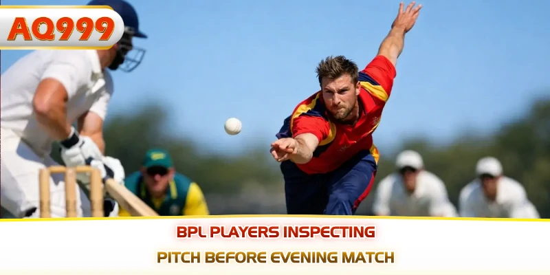 BPL players inspecting pitch before evening match