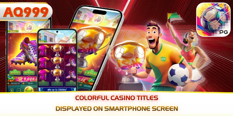 Colorful casino titles displayed on smartphone screen
