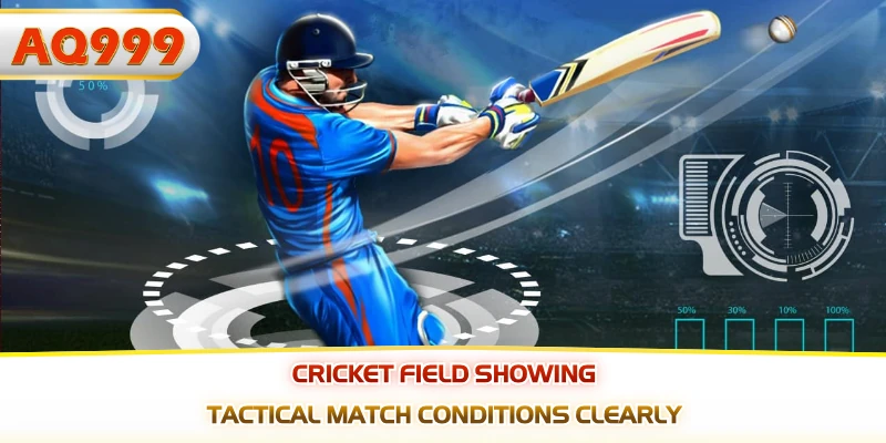 Cricket field showing tactical match conditions clearly