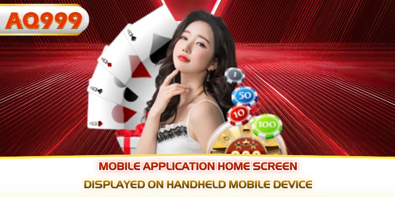 Mobile application home screen displayed on handheld mobile device