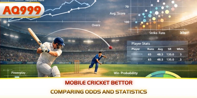 Mobile cricket bettor comparing odds and statistics