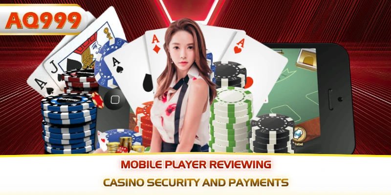  Mobile player reviewing casino security and payments
