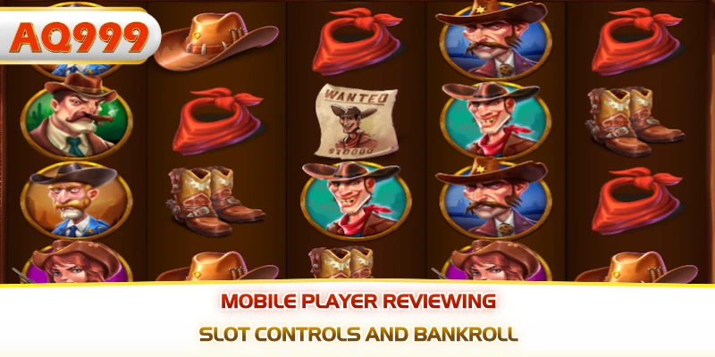 Mobile player reviewing slot controls and bankroll