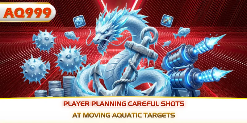 Player planning careful shots at moving aquatic targets