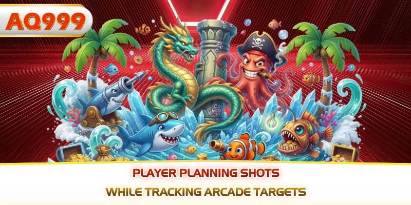 Player planning shots while tracking arcade targets