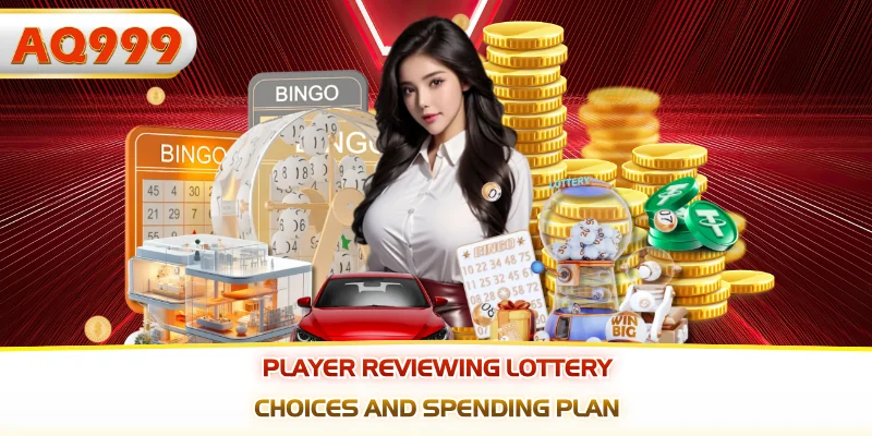 Player reviewing lottery choices and spending plan
