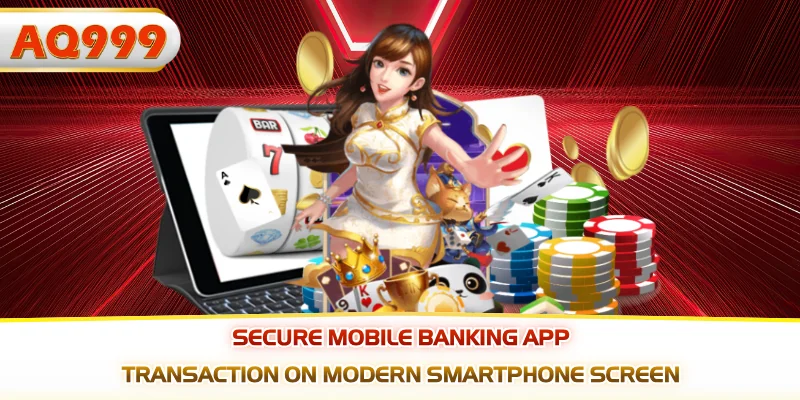Secure mobile banking app transaction on modern smartphone screen