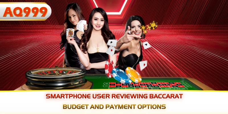 Smartphone user reviewing baccarat budget and payment options